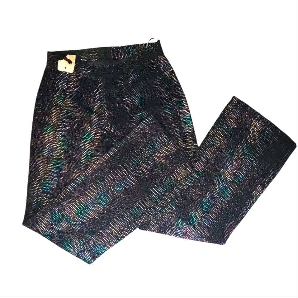 NWT Wilsons Leather Maxima Funky Iridescent embossed snakeskin Pants, 4 vintage